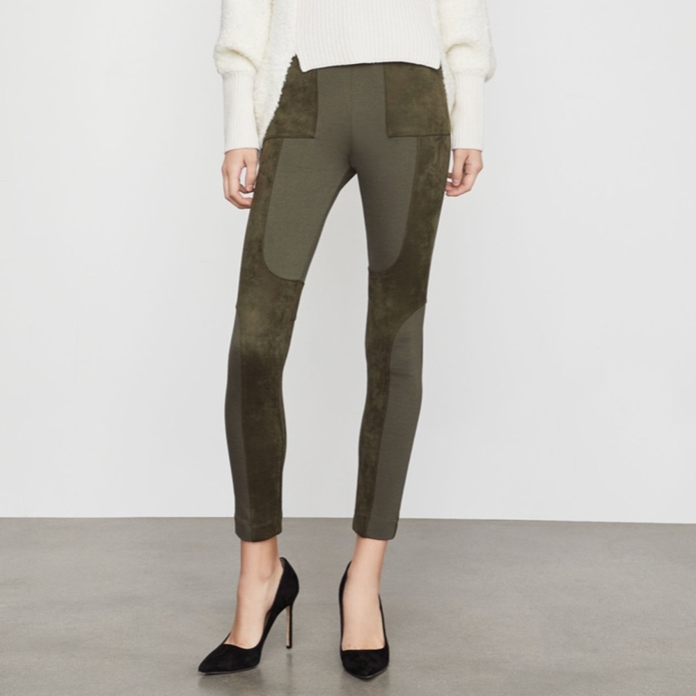 BCBG MAXAZARIA Velvet Olive Green Leggings/ Pants